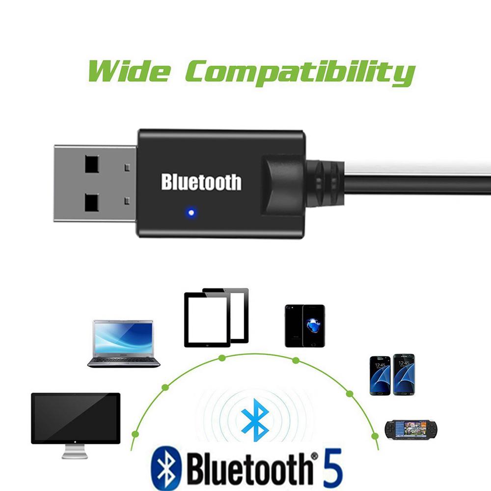 Аудиоприемник Bluetooth USB-ключ с разъемом 3,5 мм Автомобильный аудио Aux Wireless 5,0 Комплект громкой связи для автомобильного MP3-плеера Аудио передатчик