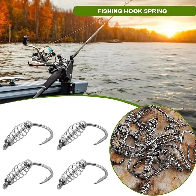 10-60pcs High Carbon Steel Spring Fish Hook Barbed Swivel Carp Explosion Hooks Jig Fly Fishing Hook Fishing Accessories