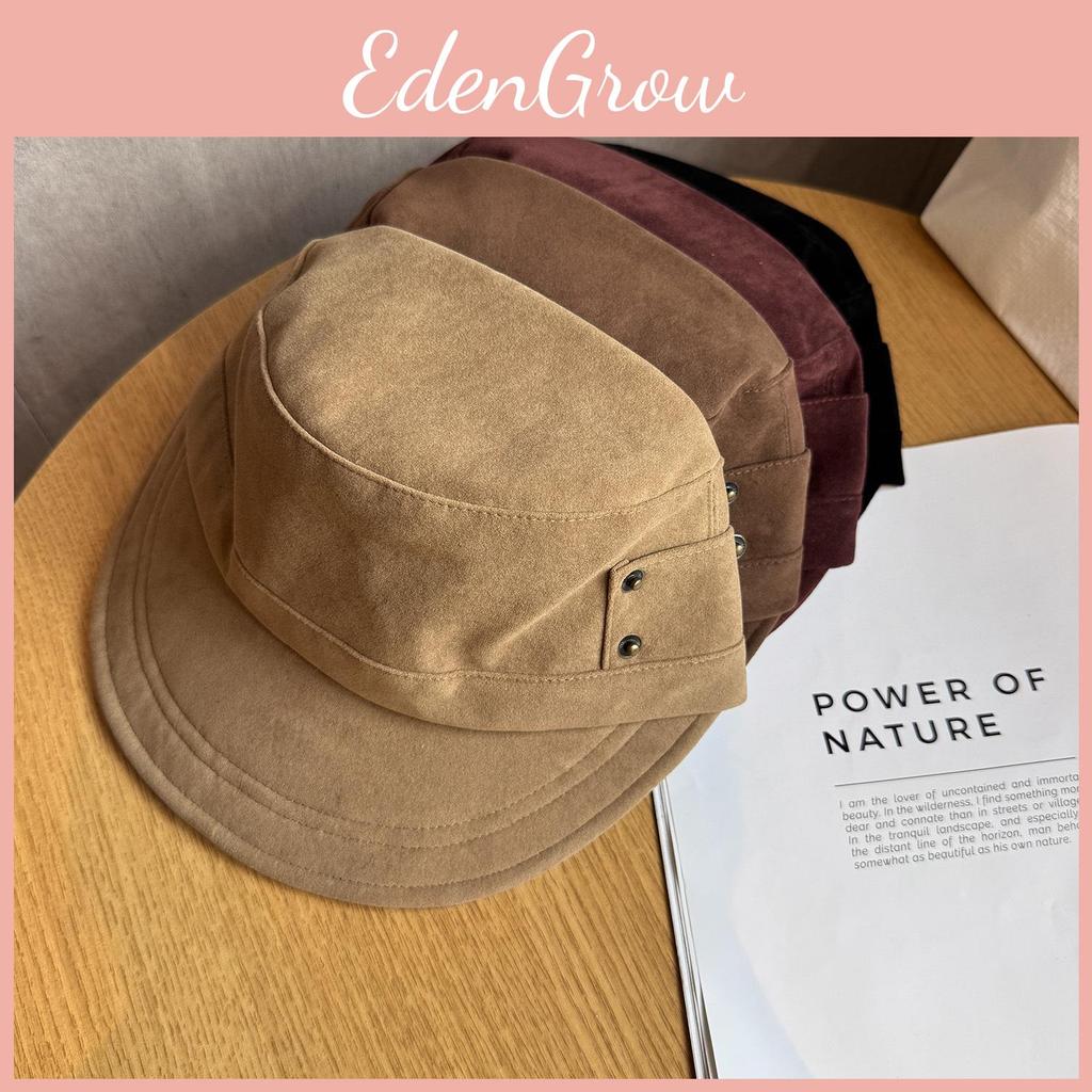 Fashion Color Solid Suede Women Casual Flat Top Hat For Autumn Winter And