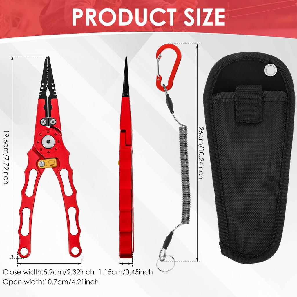 Aluminum Multitool Fishing Pliers Hook Remover Line Cutting and Split Ring Fishing Gear Fishing Tools Sets Split Ring Pliers