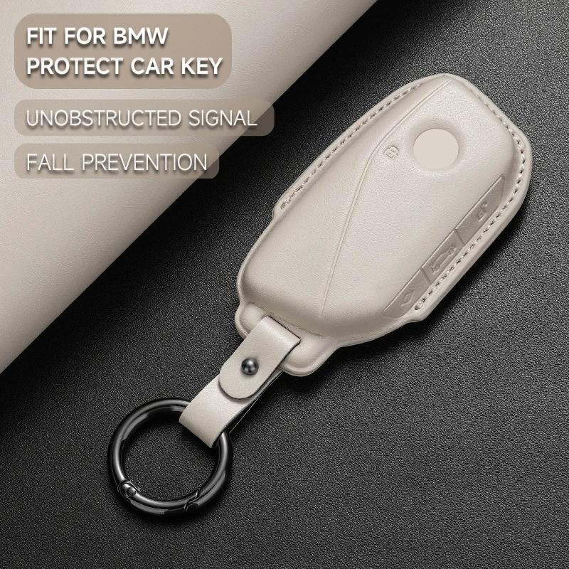 Leather Remote Control Car Key Cover Protection Case for BMW X6 X5 X3 F20 F30 F34 E60 E90 F10 E34 E36 G30 F15 F16 1 3 5 7 Series