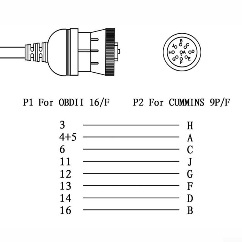Heavy Duty J1939 9Pin To OBD2 16Pin Diagnostic Adapter Cable for Truck Diagnostic Tool Rubber Construction