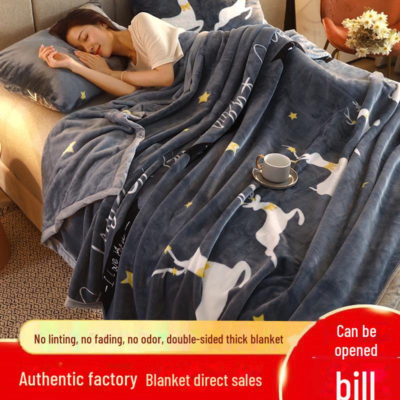 Coral Fleece Flannel Blanket - Winter Gift, Cozy Nap Blanket for Kids & Office