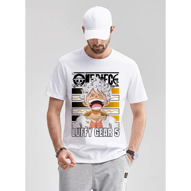 Nika Luffy Gear 5 ONE PIECE Anime Men Women Summer T-shirt Oversized Harajuku Oversized Retro Short-sleeved Casual Comfort Y2k