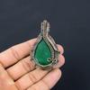 Lab-Created Emerald Gemstone Pure Copper Wire Wrapped Handmade Pendant Jewelry
