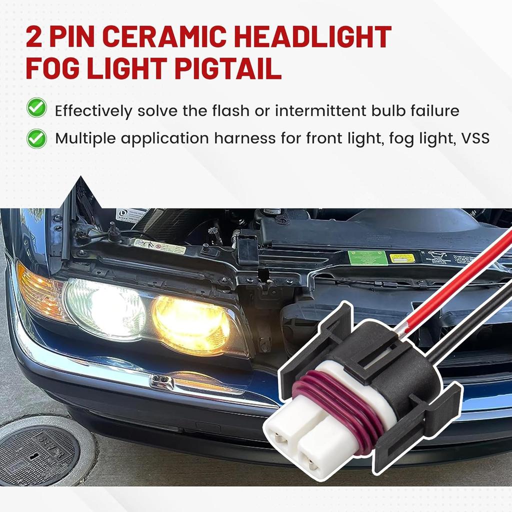 RED WOLF H8 H9 H11 880 881 2-контактный female разъем с керамическим цоколем, универсальная посадка для Toyota GMC Chevy Honda Jeep Ford Subaru Dodge, фара, противотуманная фара