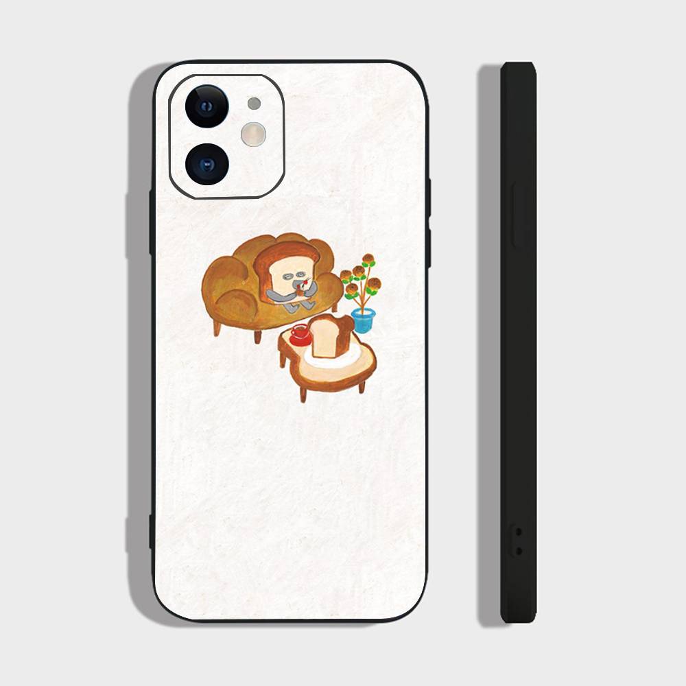 Чехол для телефона P-Picture Book Bread для IPhone 17 Air 16 15 14 13 Pro Max 11 12 Черный силиконовый чехол