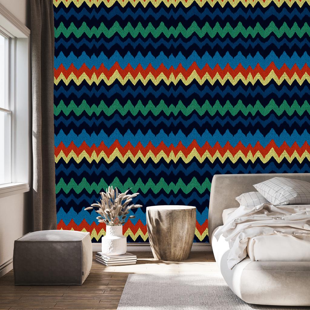 Wallpaper Colorful knit navy blue, black and blue 50x1000