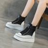 Fashion Women's Leather Shoes Spring and Autumn New Muffin Women Shoes with High Heels and Thick Soles Inside To Increase High Top Shoes