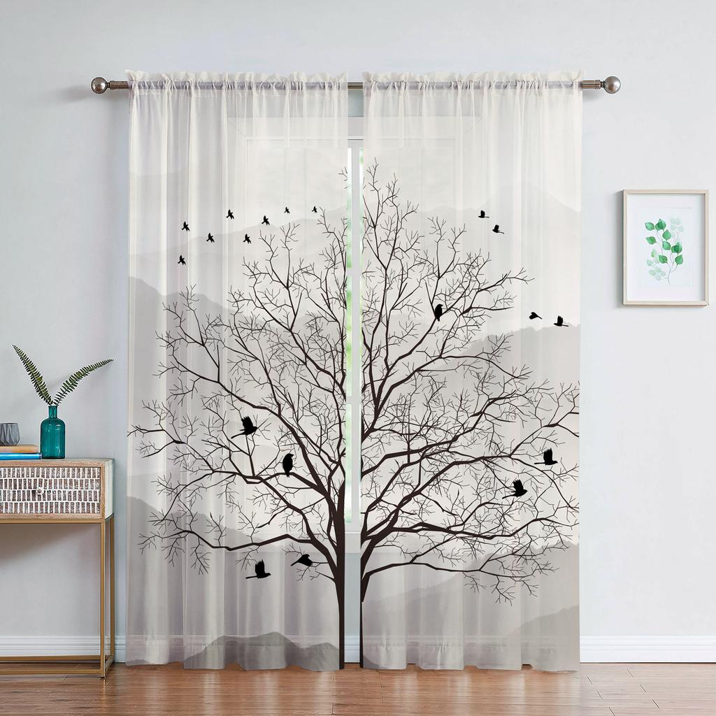 Белый Камень Фиолетовая Роза Цветочный Прозрачный Вуаль Занавес для Гостиной Спальни Кухни Оконный Декор Геометрические Цветы Тюлевые Занавески