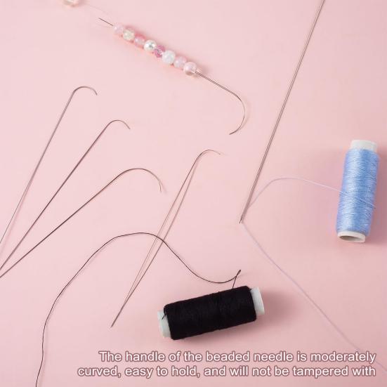2/5 шт. иглы для бисероплетения с большим ушком, изогнутые, из нержавеющей стали, с увеличенным ушком, легко заправляющиеся иглы для бисера, иглы для изготовления браслетов, ожерелья, изготовления ювелирных изделий