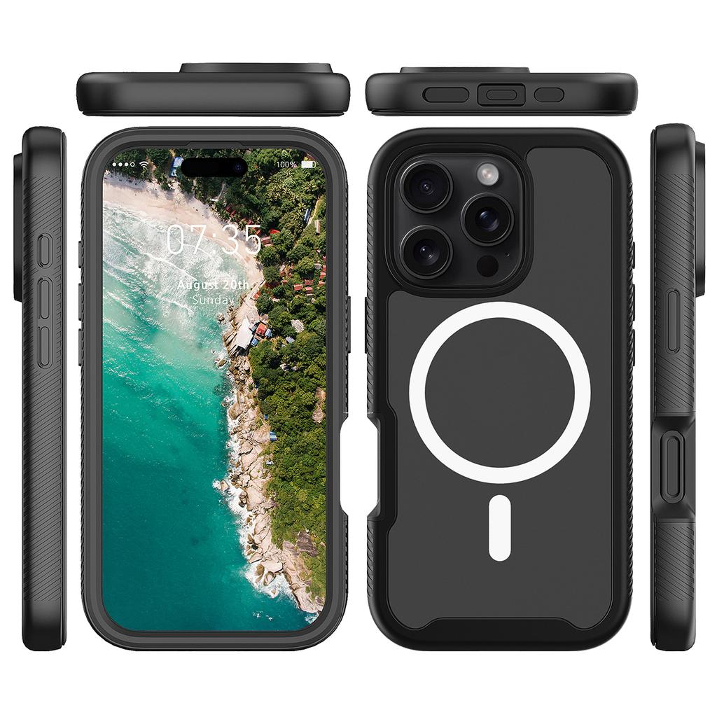 Для iPhone 16 Pro Max Магнитный чехол PC+TPU Чехол для телефона с PET-пленкой для экрана Защита со всех сторон