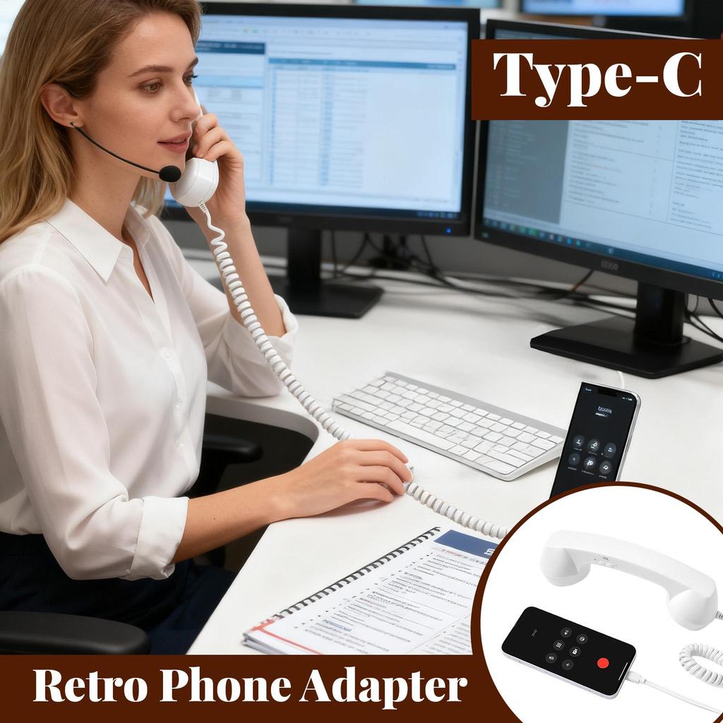 Ретро телефонная трубка с микрофоном Type-C Удобные товары для дома Старый телефонный приемник для офисов Путешествия Кухня Прикроватный