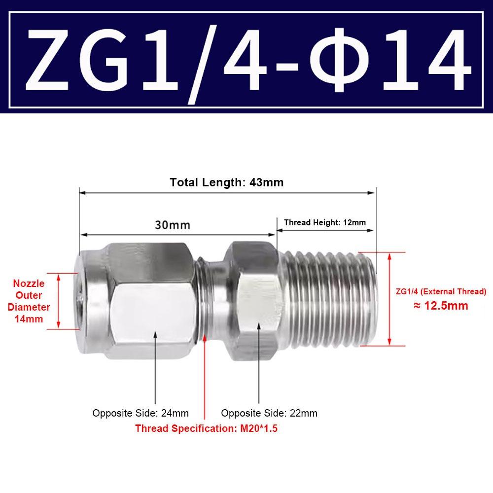 1 шт. Трубный соединитель из нержавеющей стали 304 Метрический фитинг ZG для масла, воды, газа