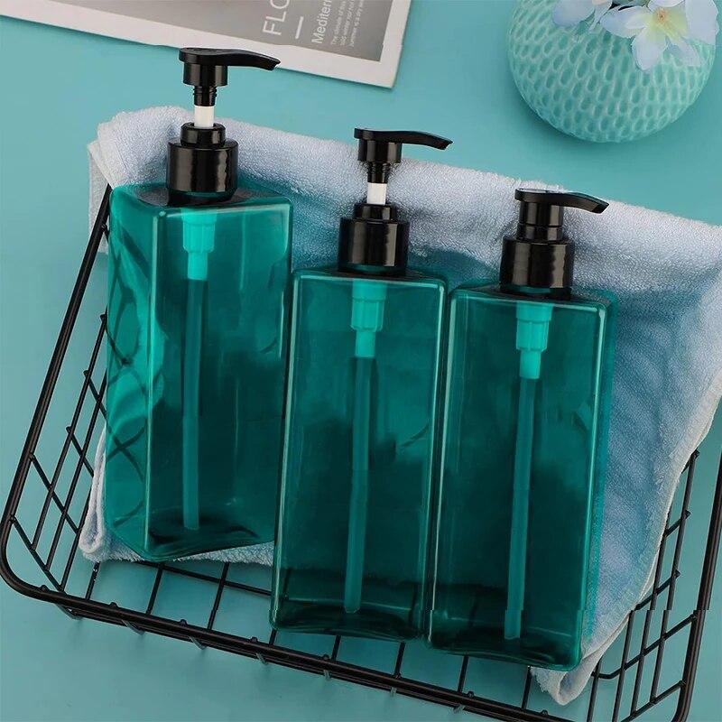 1Pc Plastic Shampoo Conditioner Dispenser Bottles Bathroom Empty Refillable Pump Lotion Bottle Cosmetic Soap Containers Set KTY