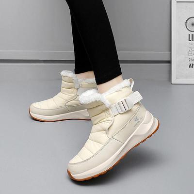 Женские зимние бархатные зимние ботинки, повседневные теплые уличные ботинки из хлопка на липучке из искусственной кожи, большие, средние, толстые, нескользящие, размер 35-42