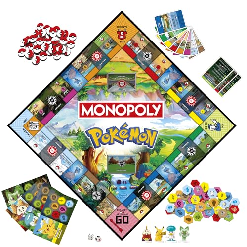 Настольная игра «Монополия: Покемон» | Возраст 8+ | 2-4 игрока | Игра для детей, фанатов Покемонов | Веселая семейная игра | Среднее время игры: 45 минут