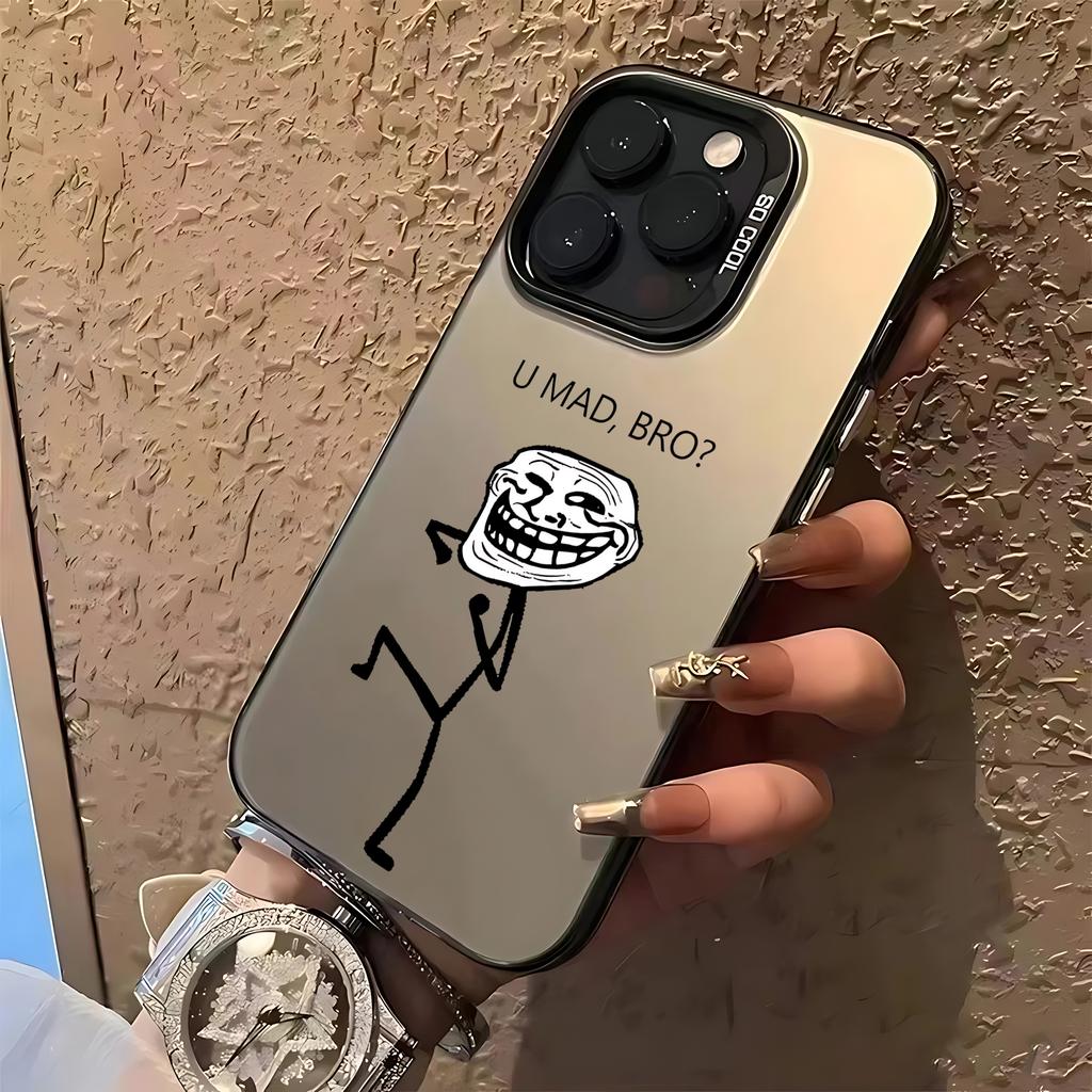 Смешной мем Trollface Чехол для телефона Для iPhone 17 16e 16 15 14 13 12 11 mini Pro Max X XR XSMAX 8 7 Air Plus Противоударный Матовый