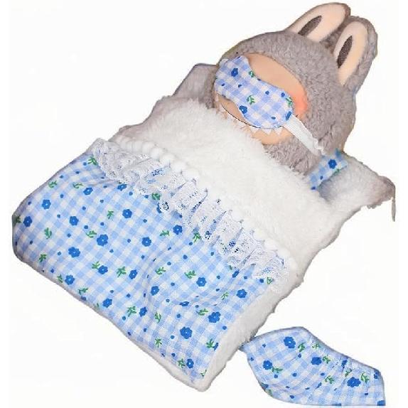 17cm Macaron labufu Doll Clothes Good Night Bedding Set Blanket Sheet and Pillow Pajamas Set Cozy Little Home Gifts for People