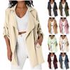 Women's Long Sleeve Roll Up Open Front Casual Jackets Trendy Lapel Collar Lightweight With Pockets