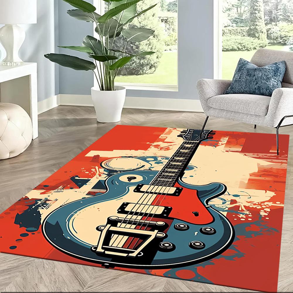 Electric Guitar In Flames Floor Mats for Living Room, Bedroom and Room Decoration Are Suitable for Gifts.