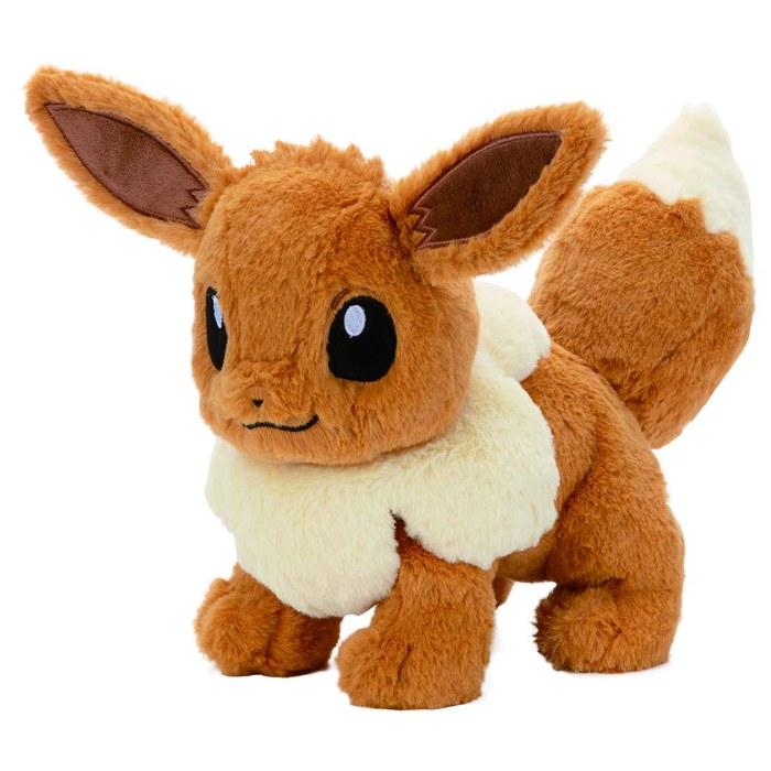 Pokemon Fluffy Fluffy! Plush M Eevee, approx. 24cm, Brown