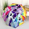 1 шт. Зонт-трость My Little Pony с бантом, автоматическое складывание, портативная 3-секционная конструкция, 8-спицевый железный каркас, уличный зонт, идеальный подарок для фанатов, путешественников,