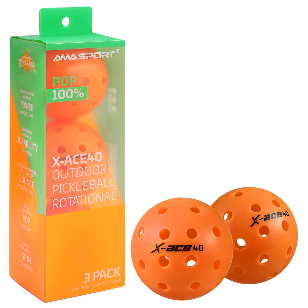 Мячи для пиклбола AMASPORT X-ACE40 Профессиональные Официальные Мячи для Пиклбола с Высоким Отскоком и Высокой Видимостью для Игр на Открытом Воздухе