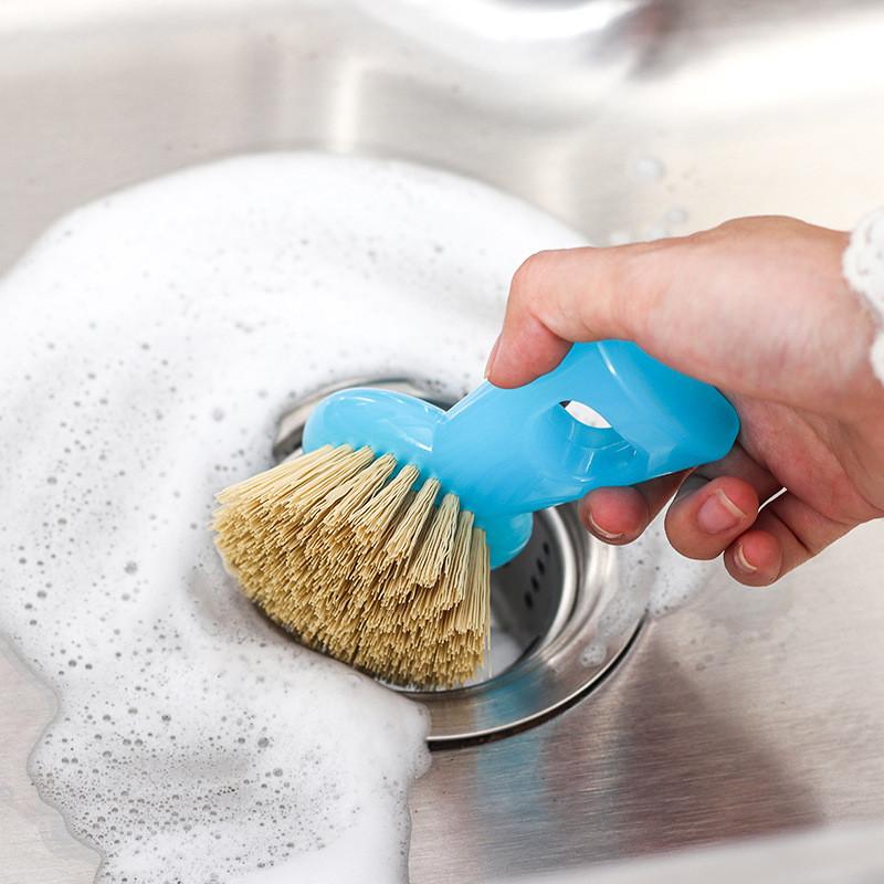 Pot Abs Handle Scrubber With Nylon Bristles For Easy Dishwashing Cleaning And
