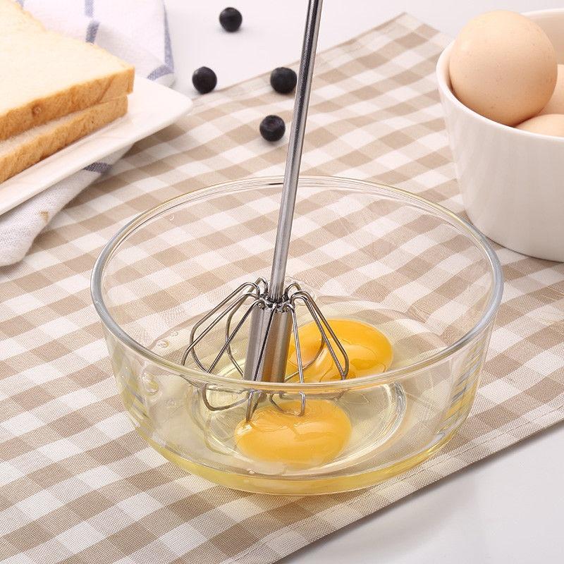 10inch Stainless Steel Kitchen Semi-Automatic Egg Beater Whisk Milk Mixer Cooking Tool