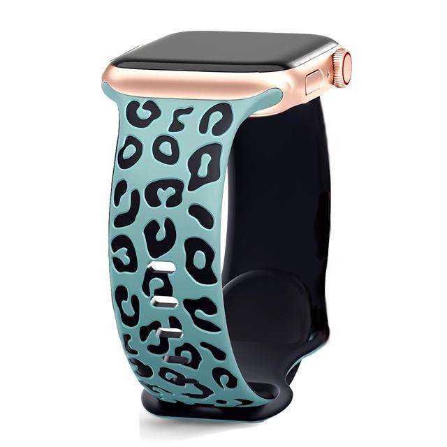 Силиконовый ремешок с леопардовым принтом для Apple Watch S11/S9876SE
