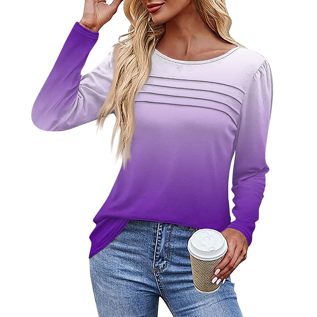 Женская футболка с принтом, длинный рукав, повседневная, выходного дня, модная, базовая, с круглым вырезом, обычная, топ