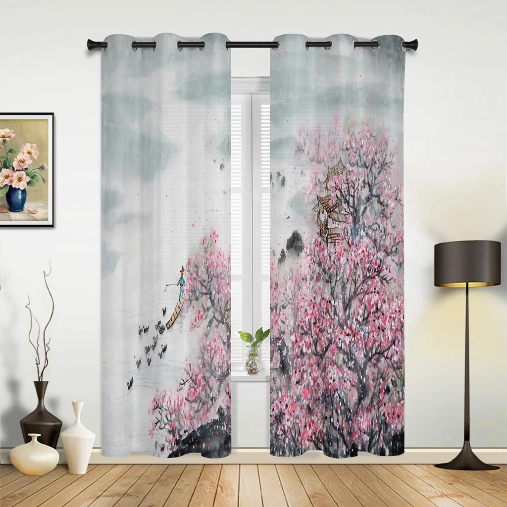Сливовое солнце чернила живопись шторы для спальни гостиная шторы кухня детская комната оконные шторы современный домашний декор