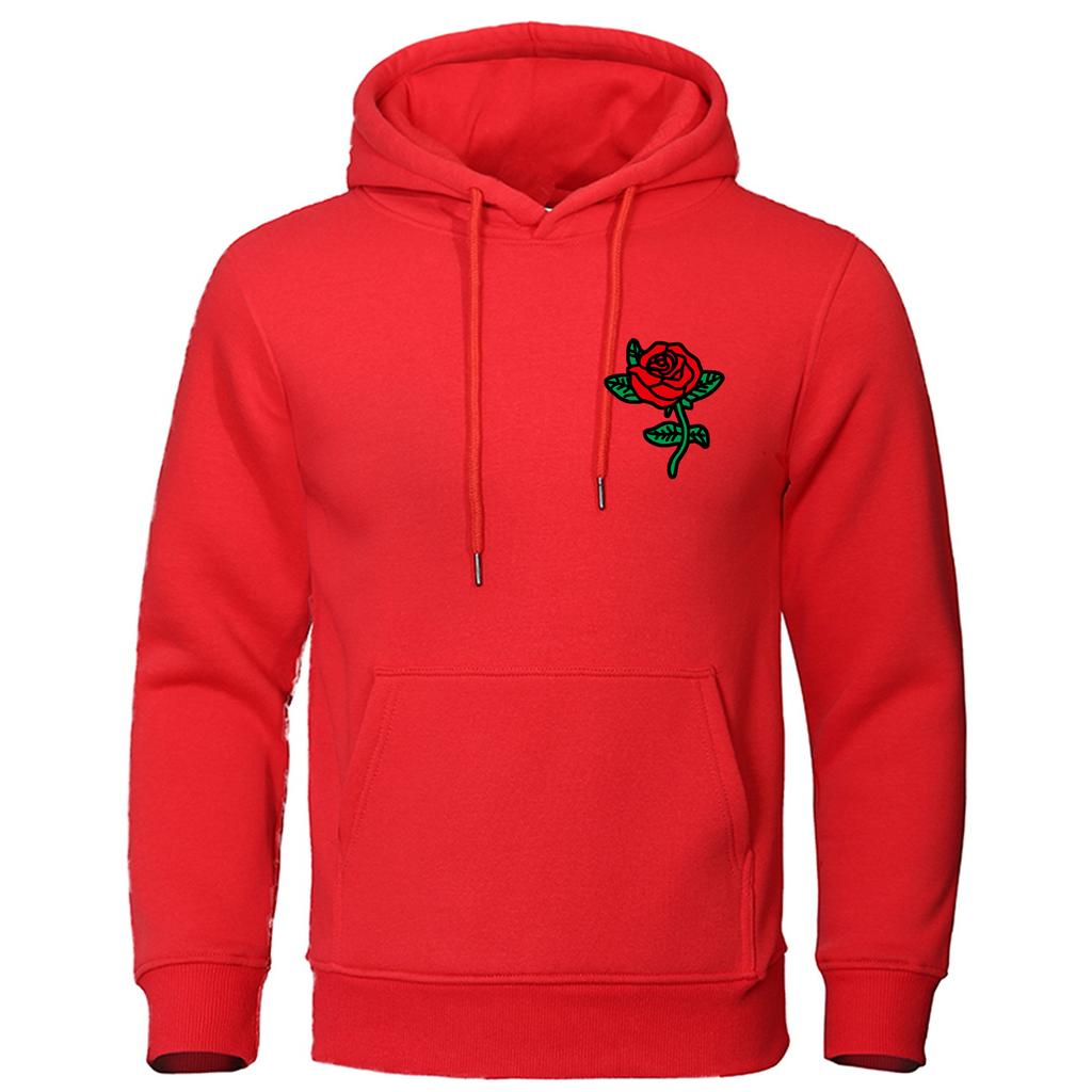 New Fashion Autumn New Fashion Hooded Rose Printed Elastic Top Pullover Casual Men's Hooded Sweatshirt Hip Hop Hoodie