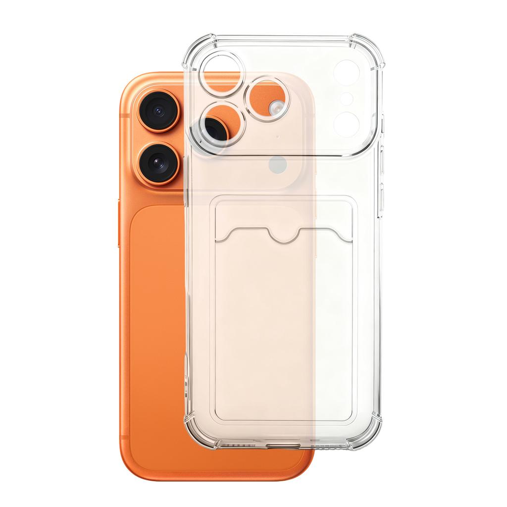 Прозрачный чехол для телефона с держателем для карт для IPhone 17 Pro Max 17Air Задняя крышка ТПУ Мягкий защитный корпус Противоударные прозрачные чехлы