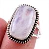 Кольцо из стерлингового серебра 925 пробы с натуральным радужным лунным камнем, размер 6 F3T62
