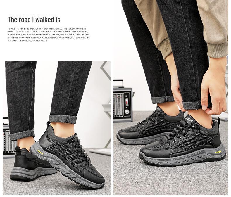 Мужские большие зимние хлопковые ботинки с крокодиловым узором и бархатной подкладкой