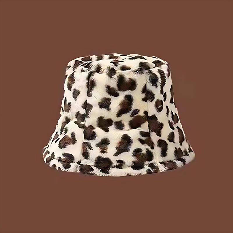 Ретро Леопардовая плюшевая панама осень-зима женская универсальная теплая плюшевая шапка