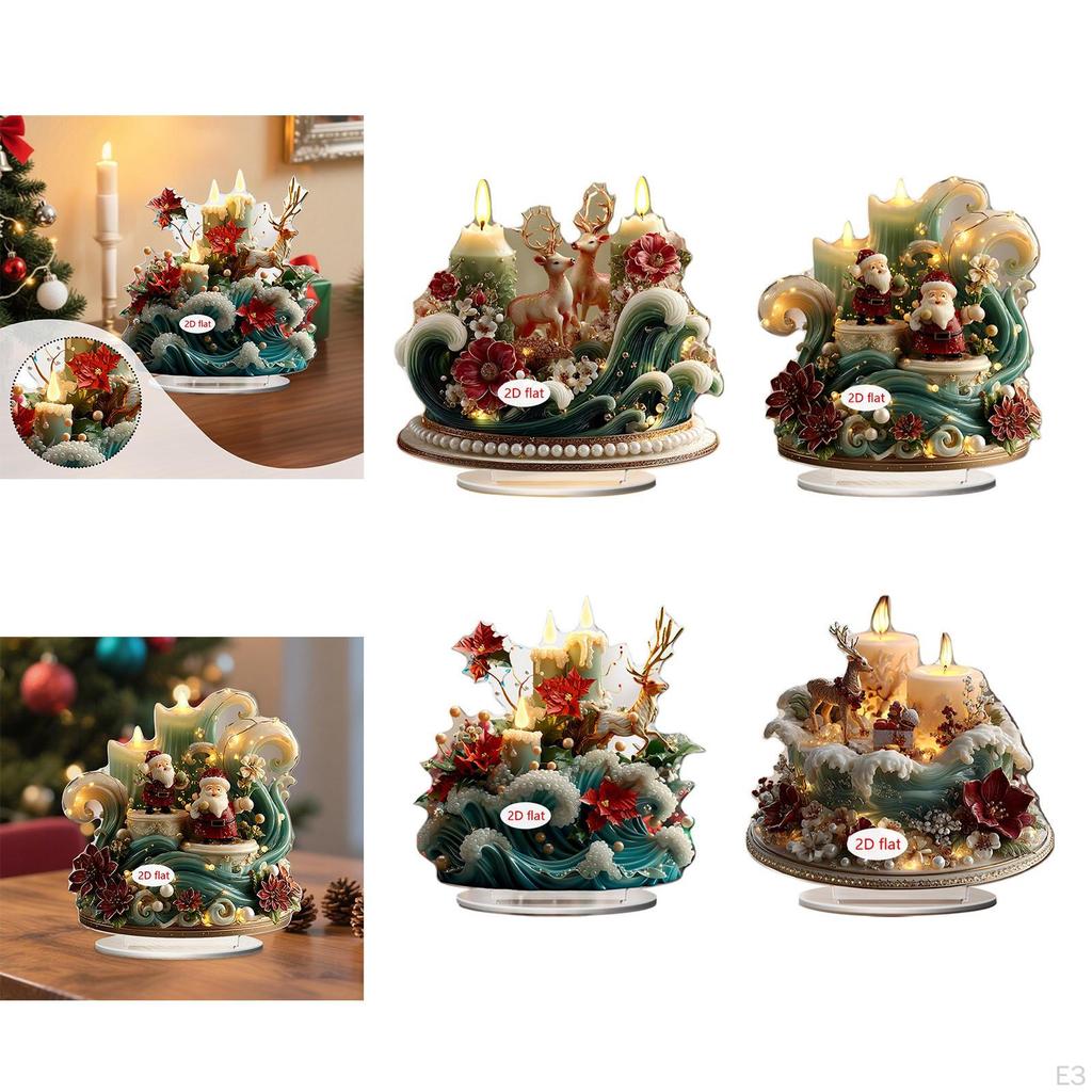 2D Christmas Plague Acrylic Ornament Collection Crafts Artwork Decors for Centerpiece Bookshelf Desk