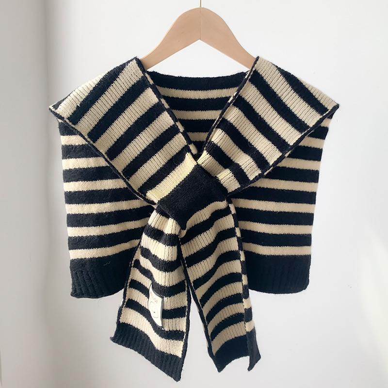 Korean Style Wool Knitted Warm Shawl Winter Blouse Shoulder Fake Collar Cloak Knitted Scarf Houndstooth Neck Scarf