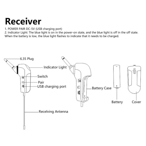 Wireless Instrument Microphone, Pickup Microphone for Horn, Trumpet, Clarinet, UHF Clip-on Gooseneck Condenser Microphone for Saxophone