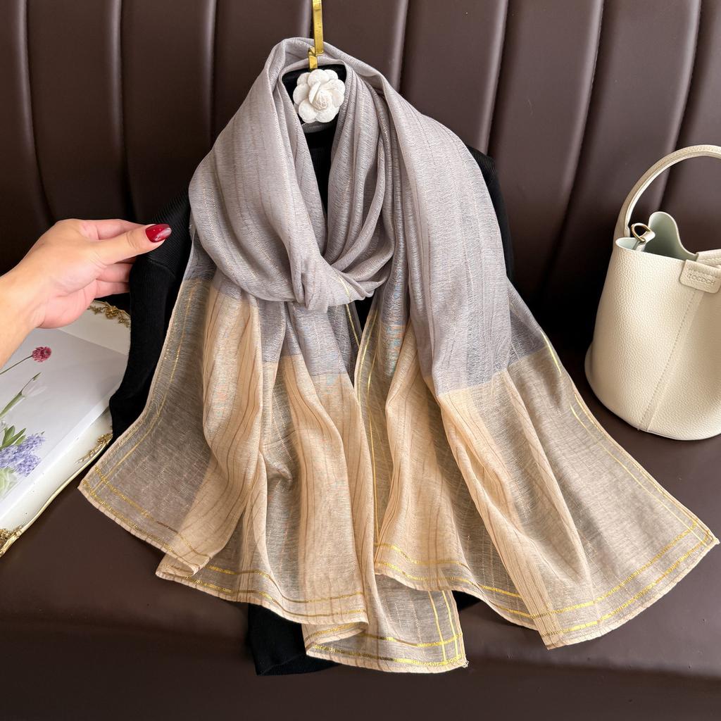 Бренд Женский шелковый шарф Женский полосатый Фуляр Женский Пашмина Шали и накидки Большого размера Шарфы Пляжное полотенце Бандана Мусульманский хиджаб