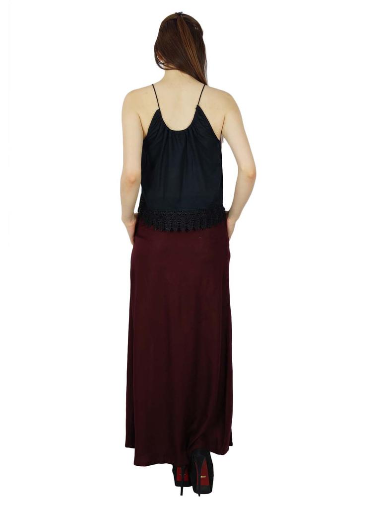 Bimba Women Rayon Maxi Skirt with Long 2 Slits