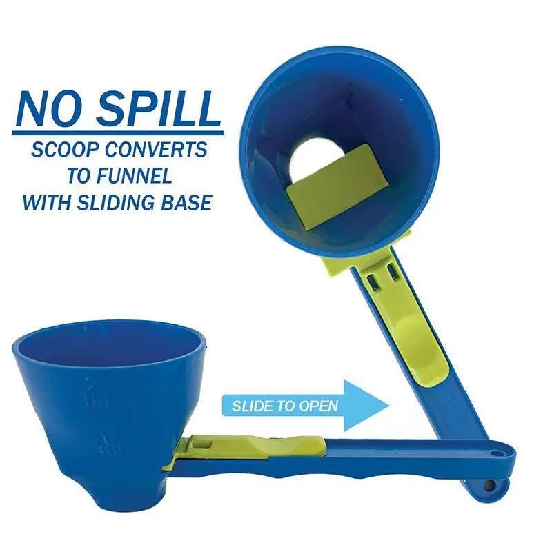 Spill-Proof Protein Powder Scoop With Sliding Funnel Mess-Free Dispenser BPA-Free PP For Pre-Workout & Water Bottles