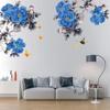 Home Wall Decoration Blue Peony Flower Wall Sticker Self-adhesive Living Room Sofa Background Decoration Stickers Accessories
