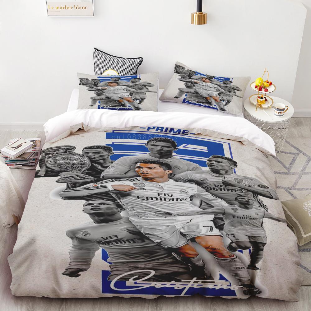Комплект пододеяльника Ronaldo Idol Футбольная звезда 3D принт Мягкий чехол для одеяла для подростков Детей Мальчиков Девочек Мягкое постельное покрывало на молнии