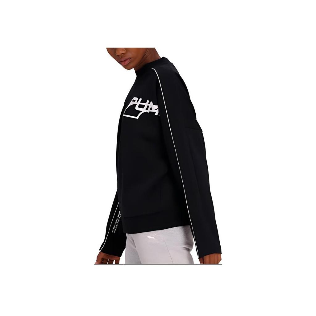 Puma Evide Logo Print Mock Neck Sweatshirt Women Tops Black 597384-01