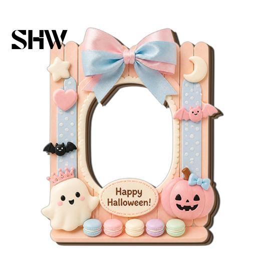 Kitchen Refrigerator Magnet Halloween Photo Frame Magnet, Ghost Pumpkin Magnetic Picture Holder, Wooden Decorative for Holiday Party Fridge Frames