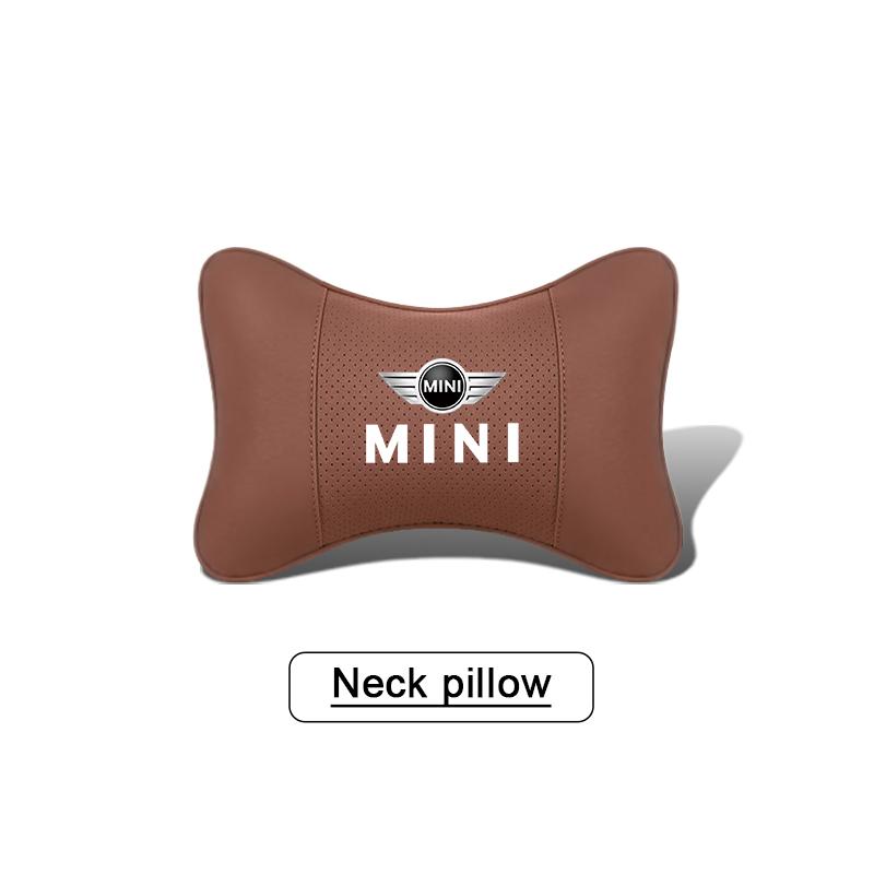 Car Neck Pillow Auto Emblem Headrest Accessories For MINI WORKS Cooper R56 F56 R50 JCW Cabrio Aceman Countryman Clubman Roadster