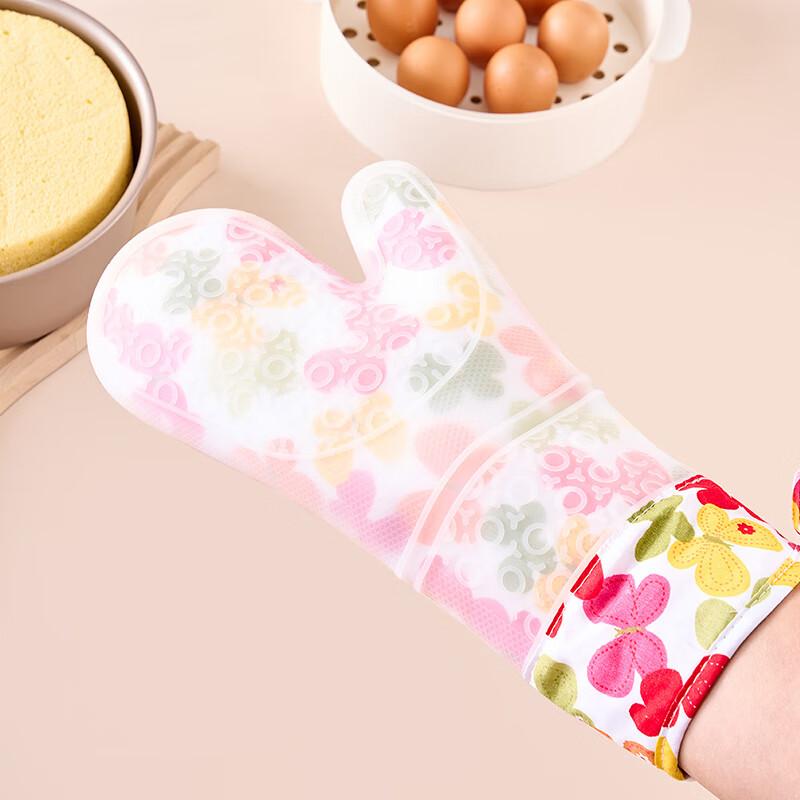Suncojia Silicone Heat-Resistant Oven Gloves Baking Gloves High-Temperature Resistant Double-Layer Microwave Oven Glove Single Piece